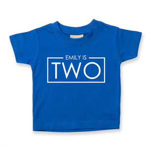 Personalised Two Unisex Kids T-shirt Name Birthday