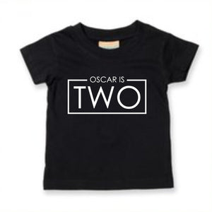 Personalised Two Unisex Kids T-shirt Name Birthday