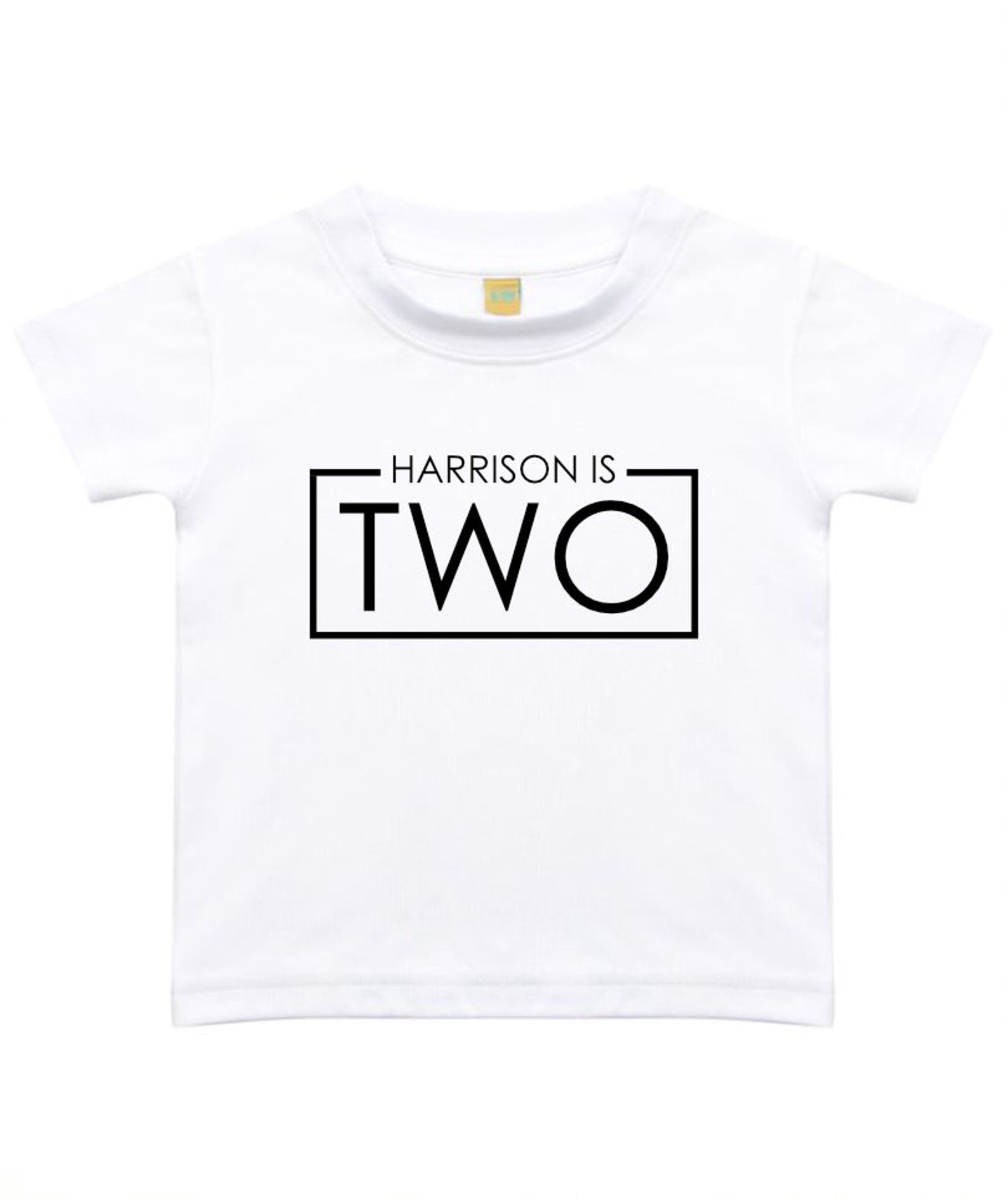 Personalised Two Unisex Kids T-shirt Name Birthday