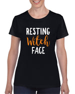 Load image into Gallery viewer, Resting Witch Face Ladies Womens Novelty Semi-Fitted Halloween Costume Tshirt - Red Leader Clothing
