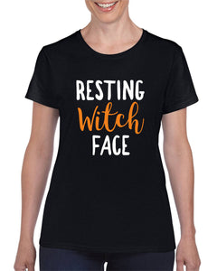 Resting Witch Face Ladies Womens Novelty Semi-Fitted Halloween Costume Tshirt - Red Leader Clothing