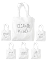 Load image into Gallery viewer, Custom Personalised Wedding Party Tote Bags - White/Grey - Red Leader Clothing
