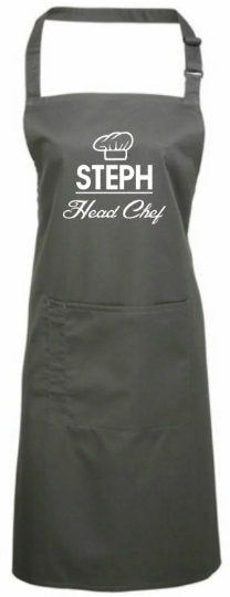 Personalised Head Chef Name Apron With Pocket Gift Present Cooking Baking Christmas - Red Leader Clothing