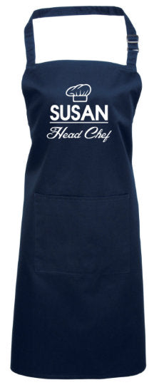 Personalised Head Chef Name Apron With Pocket Gift Present Cooking Baking Christmas - Red Leader Clothing