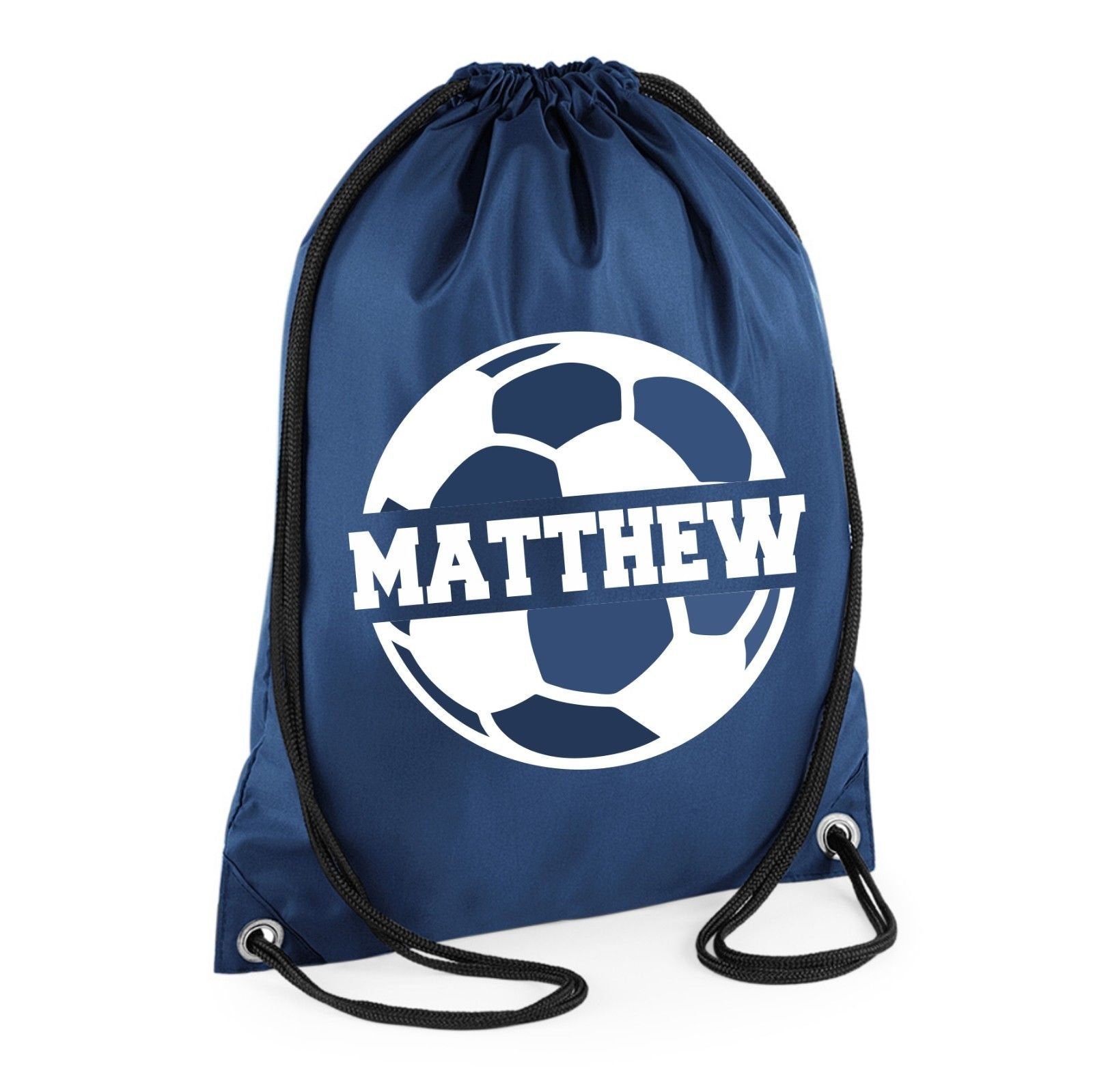 Personalised Name Drawstring Football Bag SPLIT Design School Club PE Custom Name Childrens Bag Kids Backpack Soccer Bag Name - Red Leader Clothing