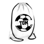 Load image into Gallery viewer, Personalised Name Drawstring Football Bag SPLIT Design School Club PE Custom Name Childrens Bag Kids Backpack Soccer Bag Name - Red Leader Clothing
