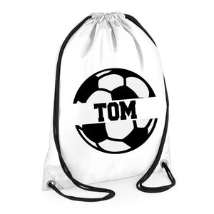 Personalised Name Drawstring Football Bag SPLIT Design School Club PE Custom Name Childrens Bag Kids Backpack Soccer Bag Name - Red Leader Clothing