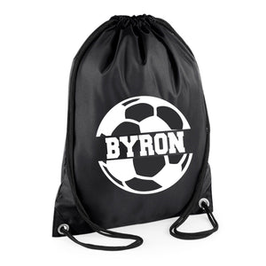 Personalised Name Drawstring Football Bag SPLIT Design School Club PE Custom Name Childrens Bag Kids Backpack Soccer Bag Name - Red Leader Clothing