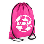 Load image into Gallery viewer, Personalised Name Drawstring Football Bag SPLIT Design School Club PE Custom Name Childrens Bag Kids Backpack Soccer Bag Name - Red Leader Clothing
