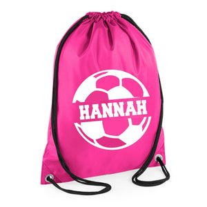 Personalised Name Drawstring Football Bag SPLIT Design School Club PE Custom Name Childrens Bag Kids Backpack Soccer Bag Name - Red Leader Clothing