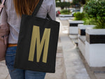 Load image into Gallery viewer, Initial Letter Lightweight BLACK Tote Bag
