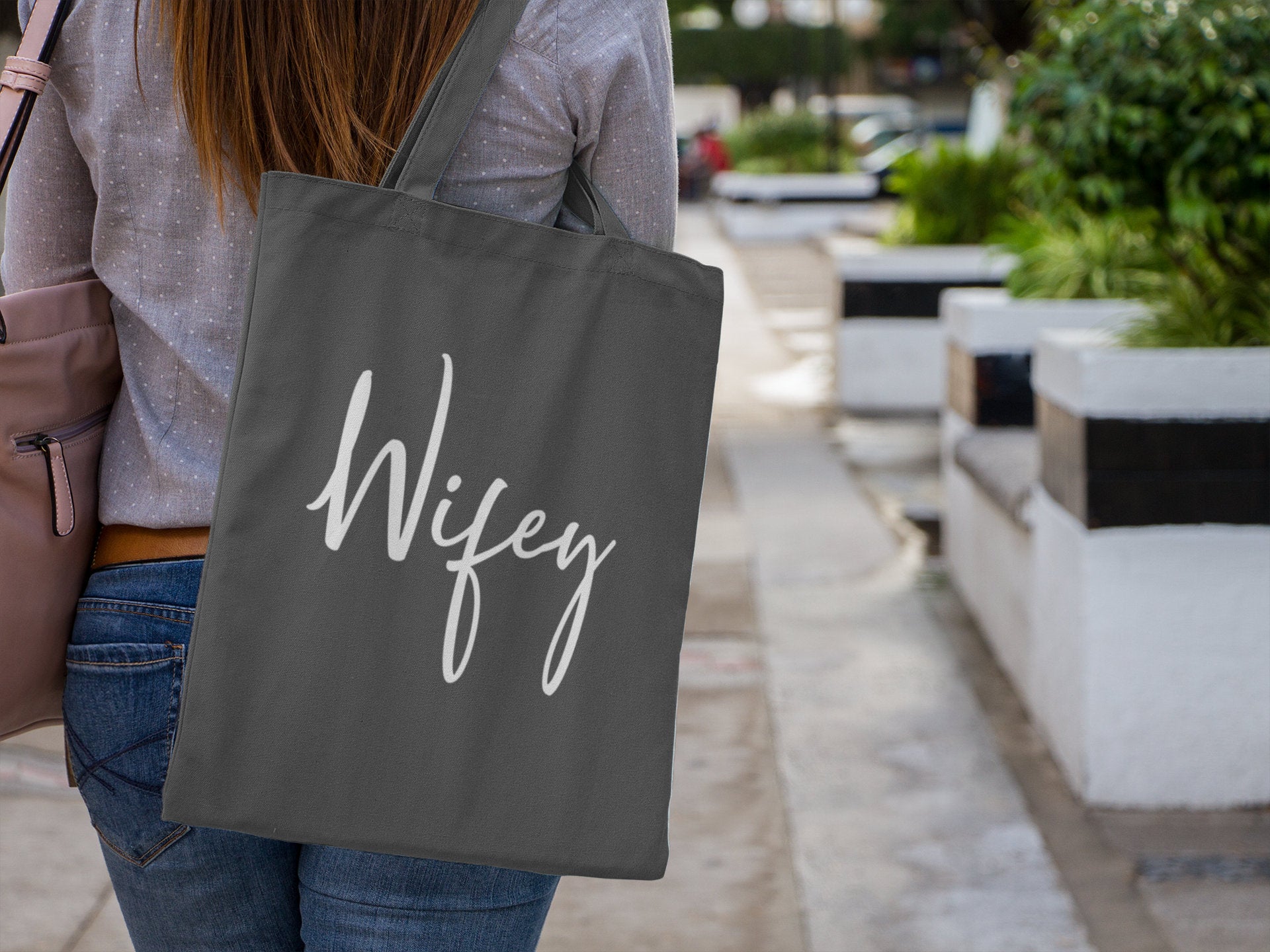 Wifey Cotton Tote Bag Shopping Lightweight Gift New Wife Bride Honeymoon Bag Wedding Gift Hen Party Gift Bride To Be Bag Anniversary - Red Leader Clothing