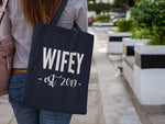 Load image into Gallery viewer, Wifey Est Year Cotton Tote Bag Personalised Shopping Lightweight Gift New Wife Bride Honeymoon Bag Wedding Gift Hen Party Gift Bride To Be - Red Leader Clothing
