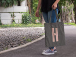 Load image into Gallery viewer, Initial Letter Lightweight GREY Tote Bag - Red Leader Clothing
