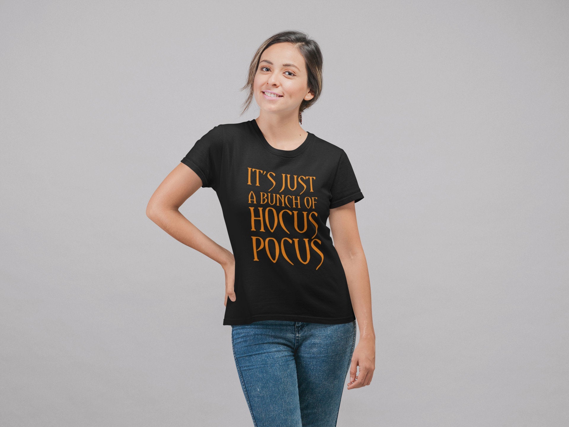 It's Just a Bunch of Hocus Pocus Ladies Tshirt Halloween Scary Halloween Shirt Fancy Dress Costume Funny - Red Leader Clothing