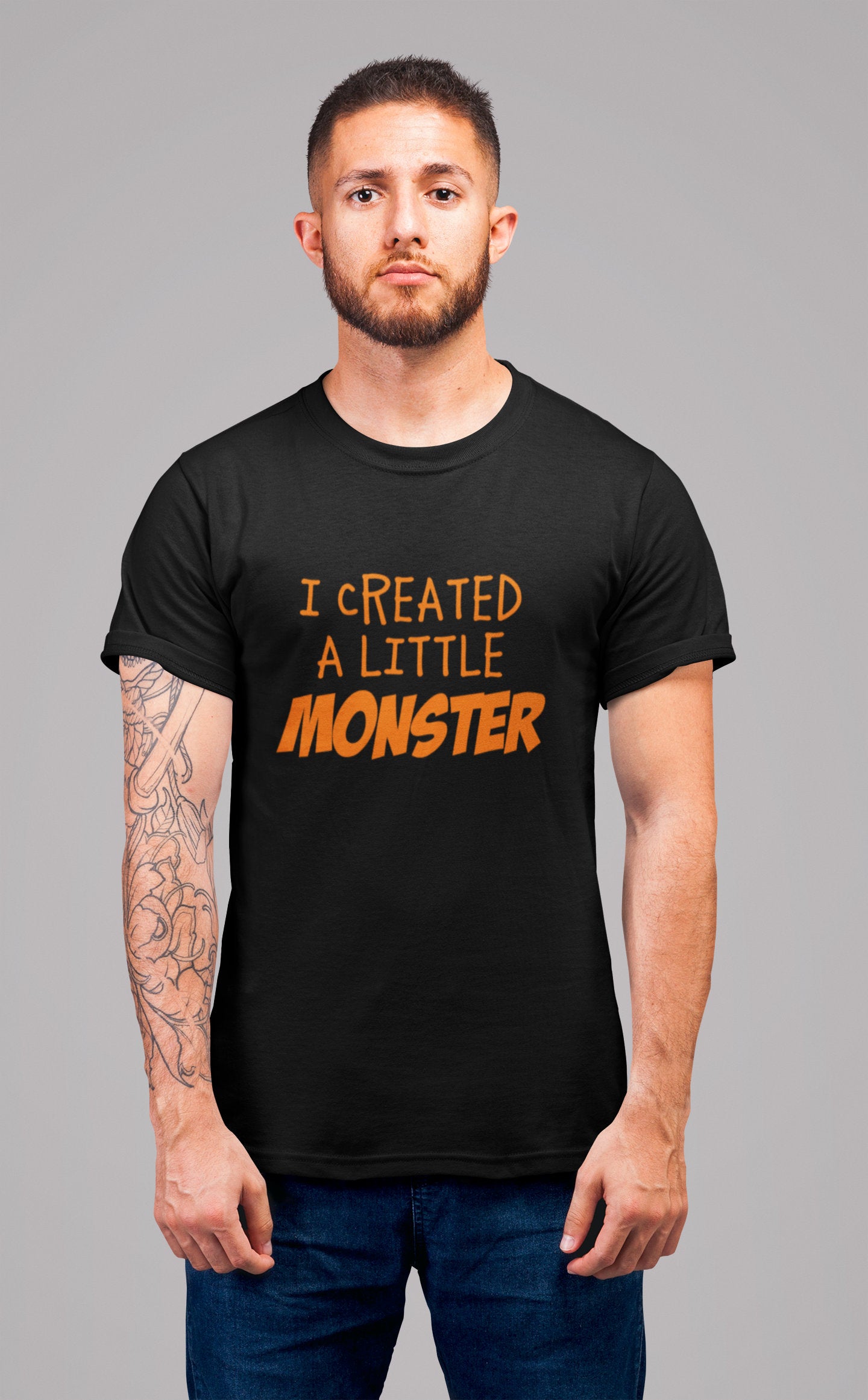 I Created A Little Monster Parent Child Matching Halloween T-shirts - Red Leader Clothing