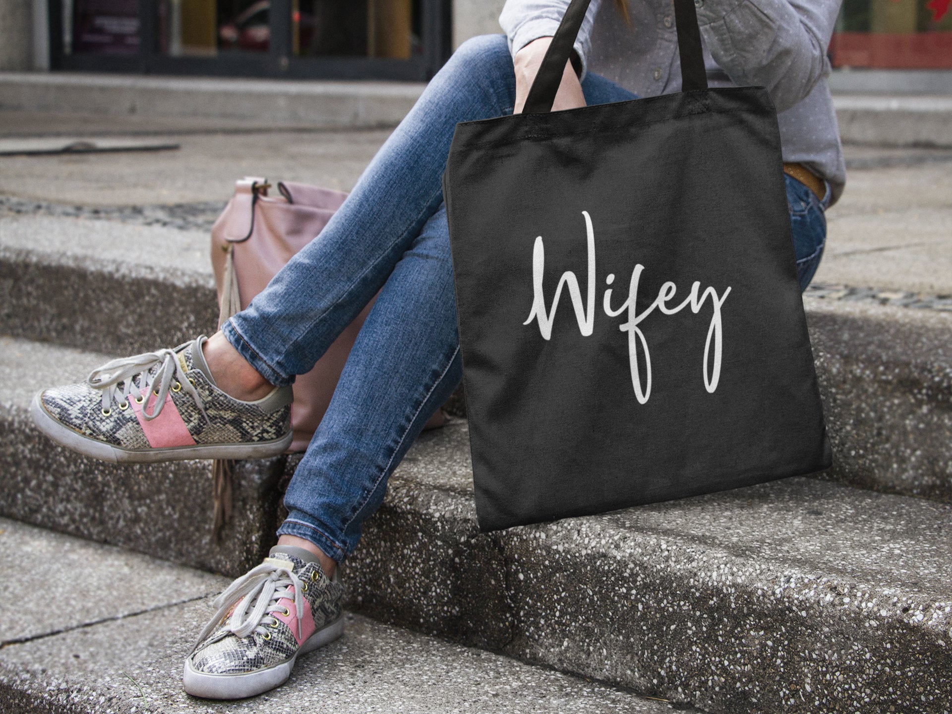 Wifey Cotton Tote Bag Shopping Lightweight Gift New Wife Bride Honeymoon Bag Wedding Gift Hen Party Gift Bride To Be Bag Anniversary - Red Leader Clothing