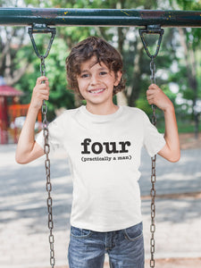 Four - Practically A Man Boys Kids T-shirt - Red Leader Clothing