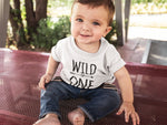 Load image into Gallery viewer, Wild One 1st Birthday Kids Tshirt Birthday Gift Party Child Sibling Celebration Present T Shirt 1 Year Old First Birthday - Red Leader Clothing
