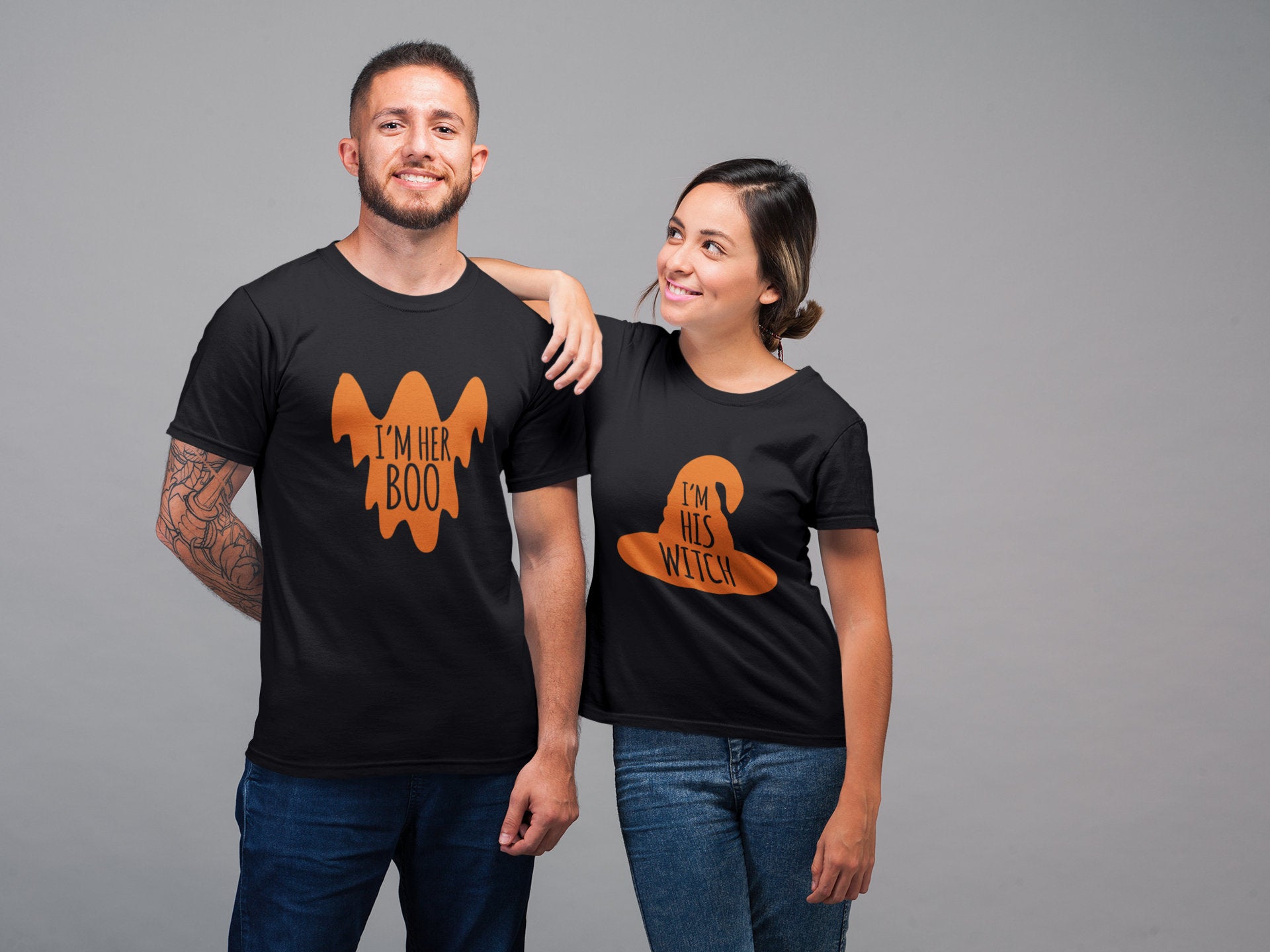 I'm Her Boo/I'm His Witch Couples Halloween T-Shirt