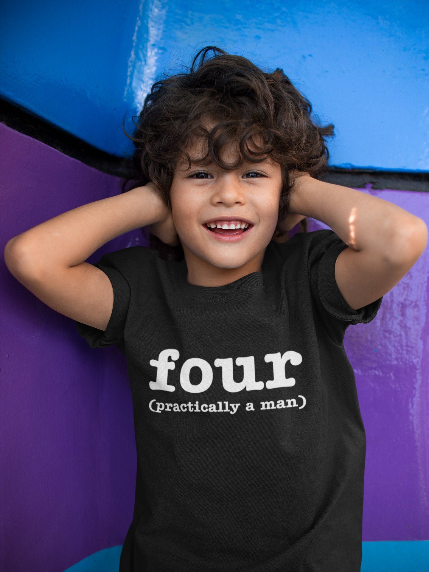 Four - Practically A Man Boys Kids T-shirt - Red Leader Clothing