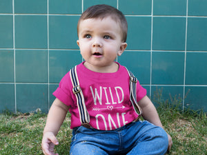 Wild One 1st Birthday Kids Tshirt Birthday Gift Party Child Sibling Celebration Present T Shirt 1 Year Old First Birthday - Red Leader Clothing