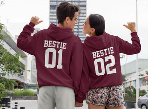 Bestie 01 Bestie 02 Hoodie Hooded Sweatshirt - Red Leader Clothing