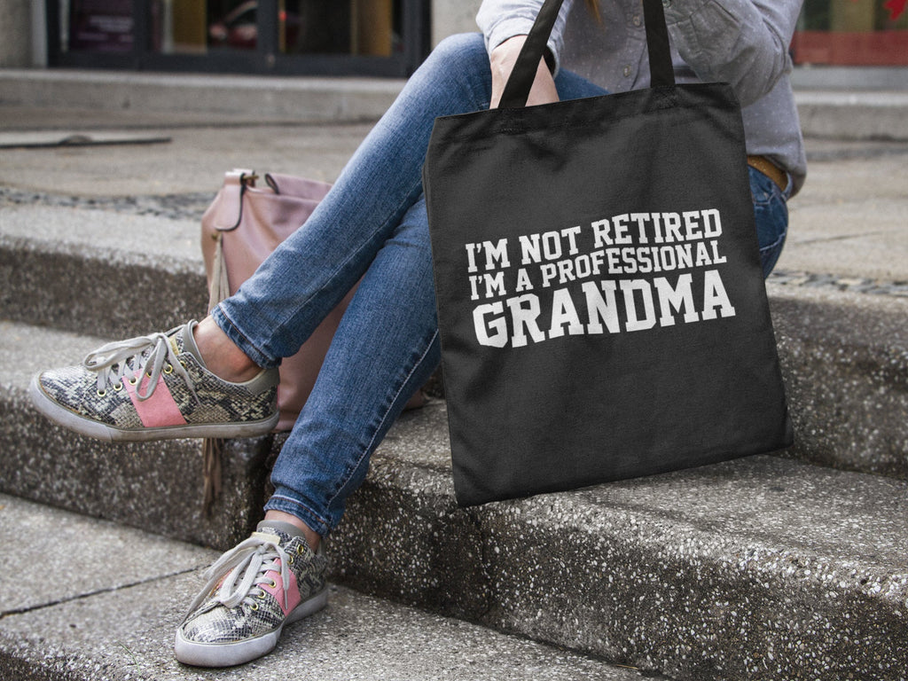 I'm Not Retired I'm A Professional Grandma Lightweight Cotton Tote Bag - Red Leader Clothing