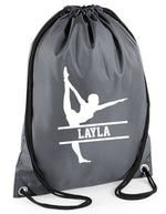 Load image into Gallery viewer, Personalised Name Drawstring Gymnast Gym Dance Bag SPLIT Design School Club PE Custom Name Childrens Bag Kids Backpack Bag Name Dance - Red Leader Clothing
