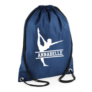 Personalised Name Drawstring Gymnast Gym Dance Bag SPLIT Design School Club PE Custom Name Childrens Bag Kids Backpack Bag Name Dance - Red Leader Clothing