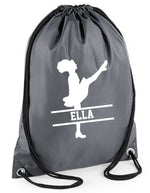 Load image into Gallery viewer, Personalised Name Drawstring Irish Dancer Bag SPLIT Design School Club PE Custom Name Childrens Bag Kids Backpack Gaelic Bag Name Dance - Red Leader Clothing
