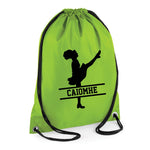 Load image into Gallery viewer, Personalised Name Drawstring Irish Dancer Bag SPLIT Design School Club PE Custom Name Childrens Bag Kids Backpack Gaelic Bag Name Dance - Red Leader Clothing
