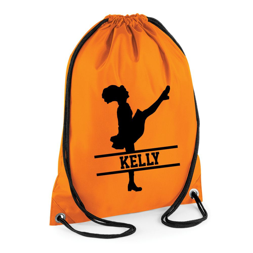 Personalised Name Drawstring Irish Dancer Bag SPLIT Design School Club PE Custom Name Childrens Bag Kids Backpack Gaelic Bag Name Dance - Red Leader Clothing