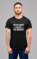 Load image into Gallery viewer, Positive Energy Can Heal The Universe Adult Unisex Ladies Mens T-shirt Positive Slogan Phrase Zen Wellbeing Reiki Holistic Motivational - Red Leader Clothing
