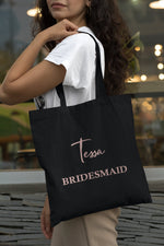 Load image into Gallery viewer, Personalised Bridesmaid Bridal Shower Hen Party Name Tote Bag - Red Leader Clothing
