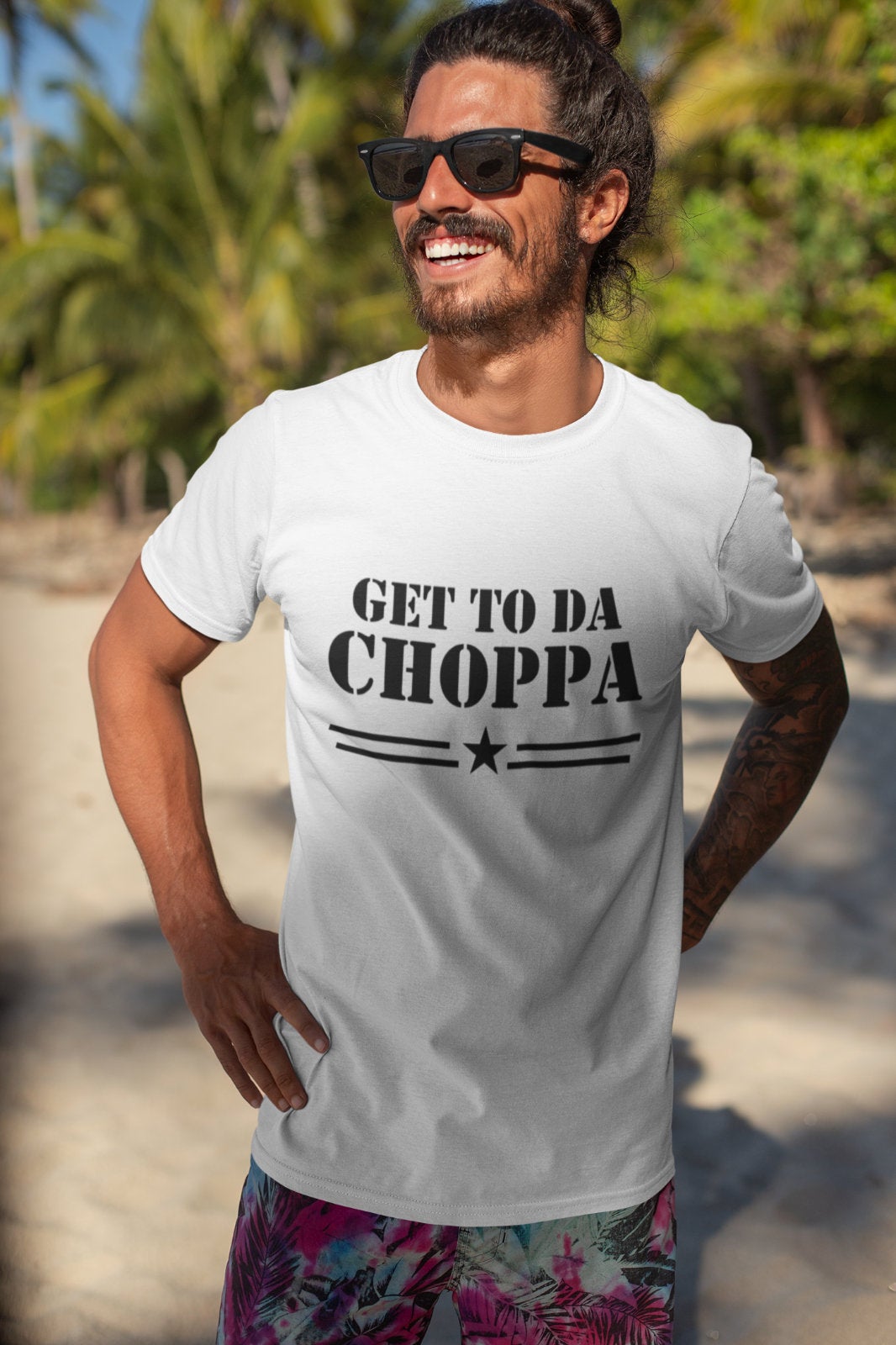 Get To Da Choppa - Mens Novelty T-shirt - Red Leader Clothing