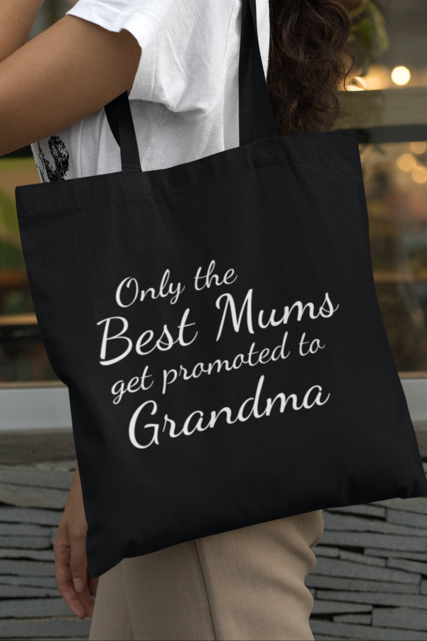 Only The Best Mums Get Promoted To Grandma Lightweight Cotton Bag - Red Leader Clothing