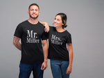 Load image into Gallery viewer, Mr and Mrs Couples Personalised Surname T-Shirt - Red Leader Clothing
