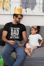 Load image into Gallery viewer, This Awesome Dad Belongs To Personalised Mens T-shirt - Kids Names, Personalized, Father&#39;s Day, Christmas Day, Gift To Dad, Daddy T-Shirt - Red Leader Clothing
