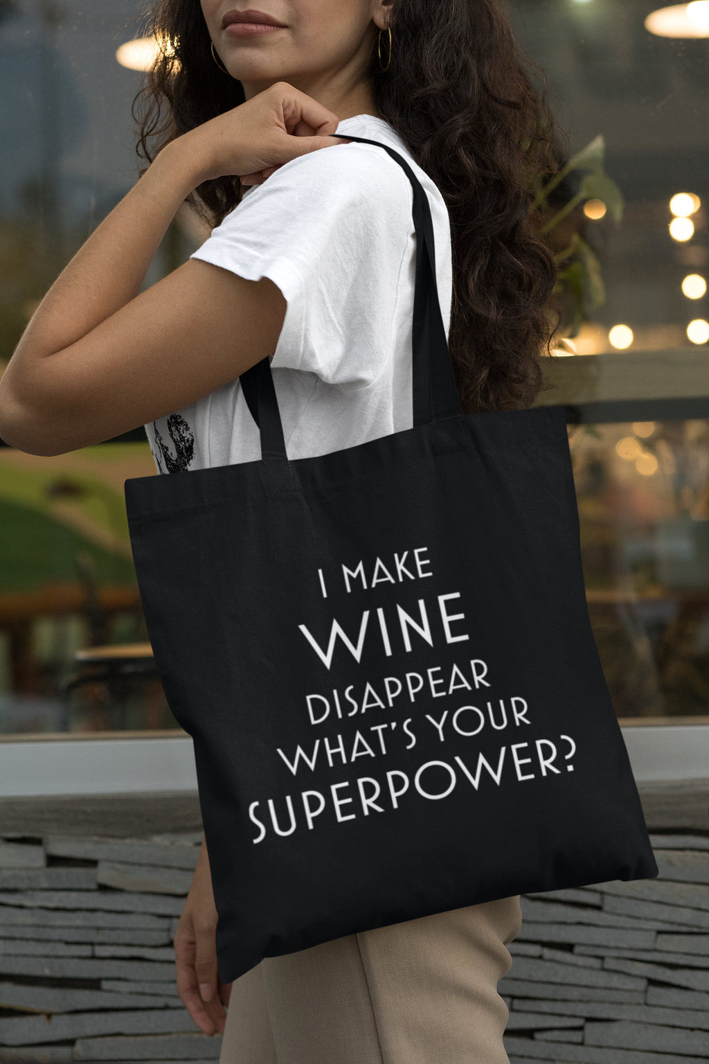 I Make Wine Disappear What's Your Superpower? Lightweight Cotton Shopping Bag - Red Leader Clothing