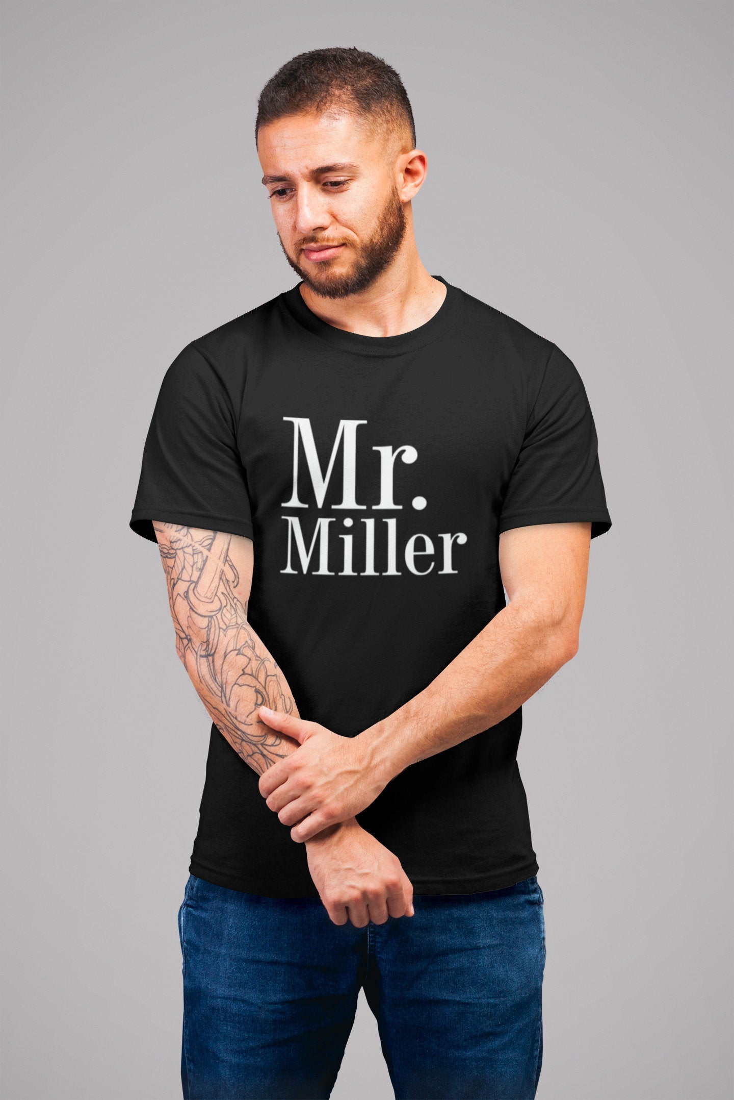 Mr and Mrs Couples Personalised Surname T-Shirt - Red Leader Clothing