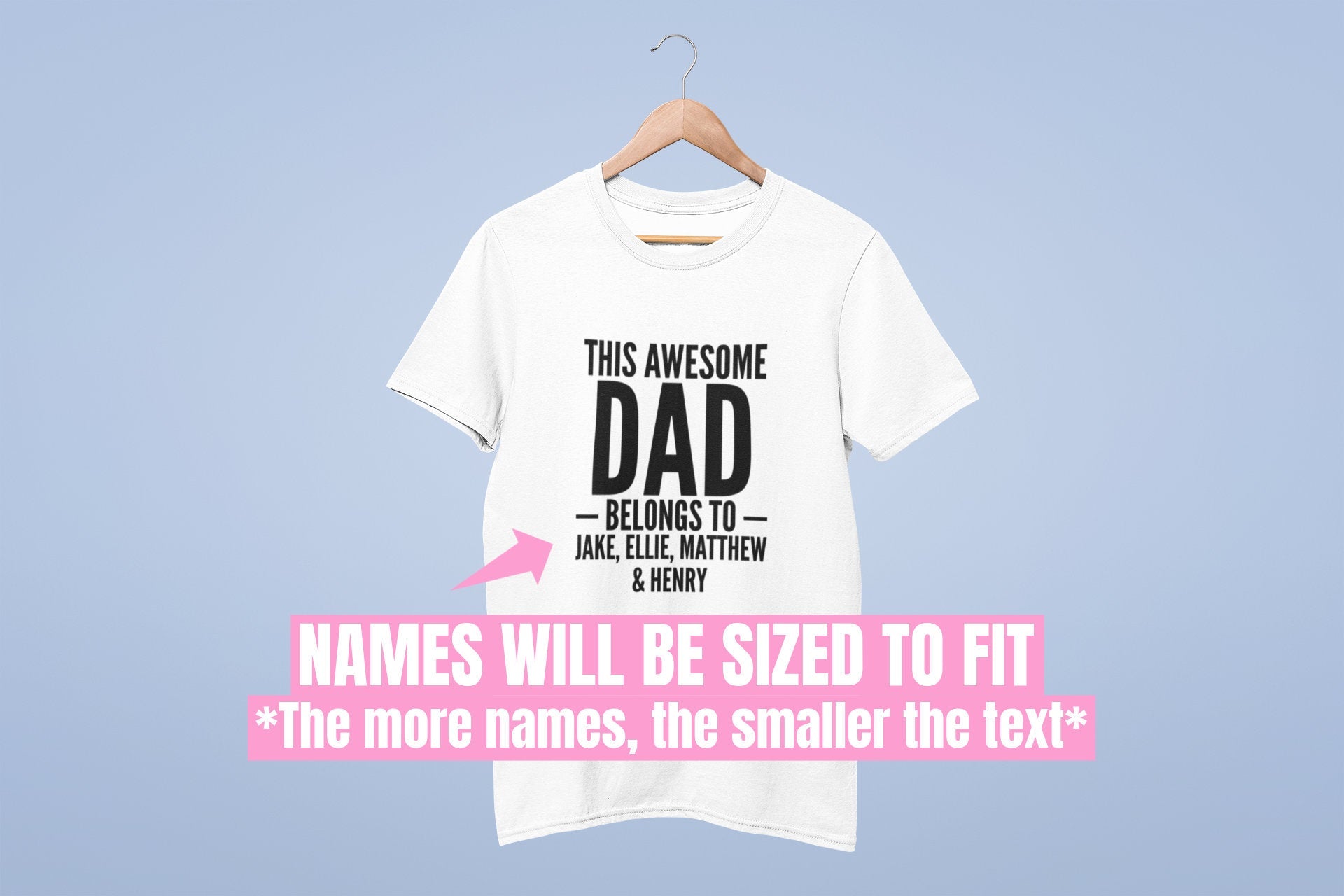 This Awesome Dad Belongs To Personalised Mens T-shirt - Kids Names, Personalized, Father's Day, Christmas Day, Gift To Dad, Daddy T-Shirt - Red Leader Clothing