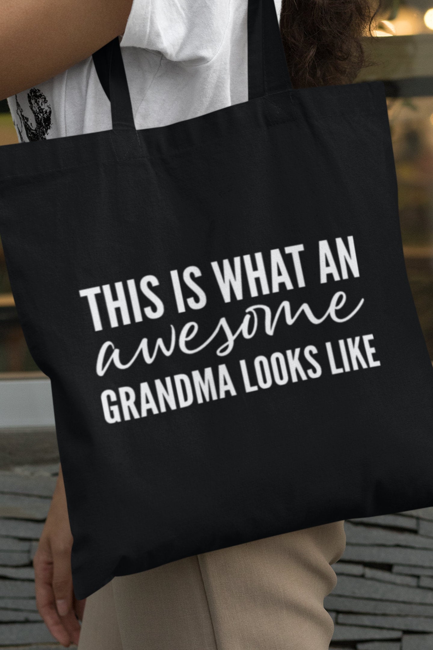 This Is What An Awesome Grandma Looks Like Cotton Shopping Lightweight Tote Bag - Red Leader Clothing