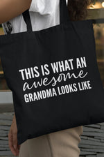 Load image into Gallery viewer, This Is What An Awesome Grandma Looks Like Cotton Shopping Lightweight Tote Bag - Red Leader Clothing
