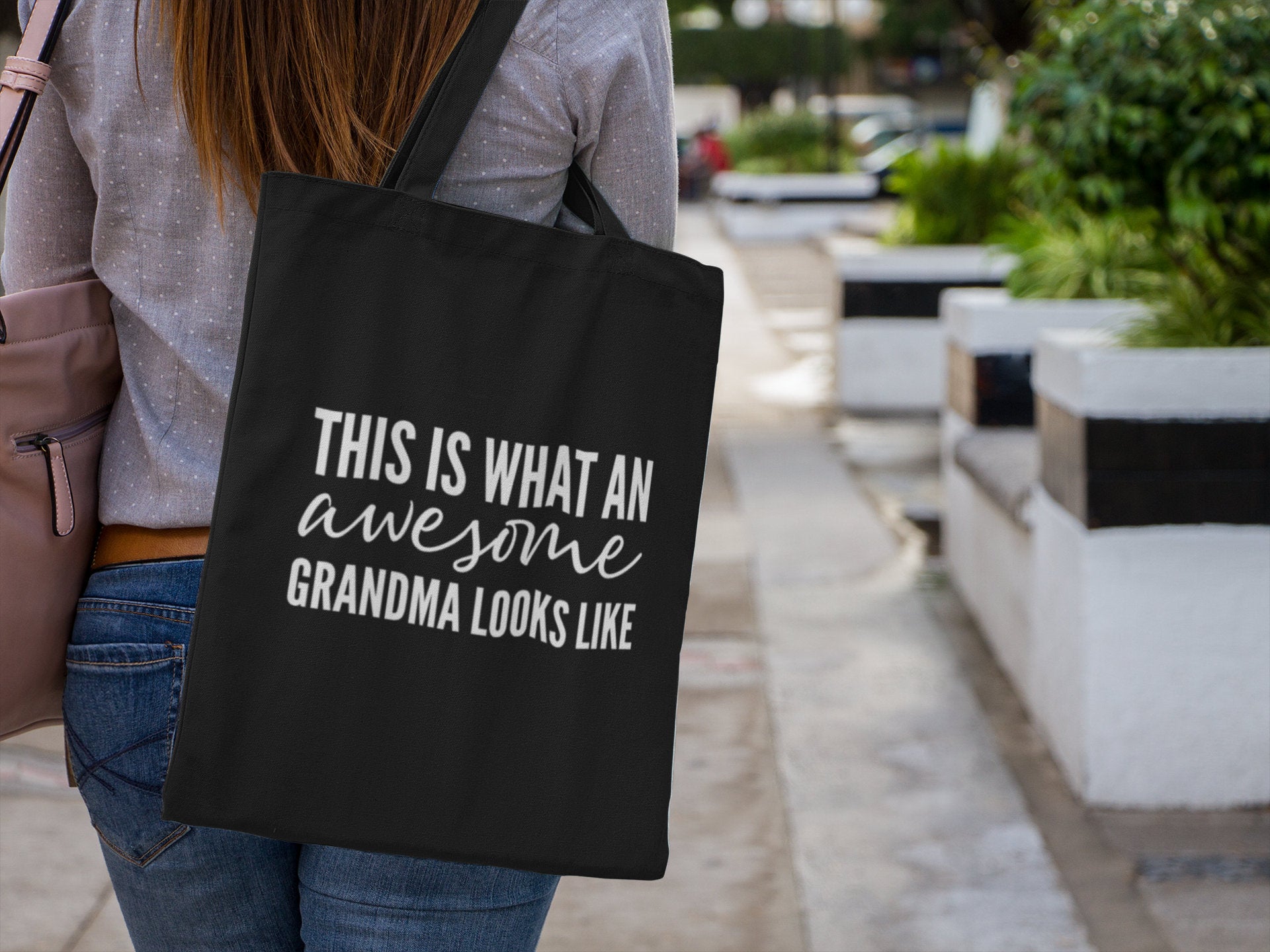 This Is What An Awesome Grandma Looks Like Cotton Shopping Lightweight Tote Bag - Red Leader Clothing