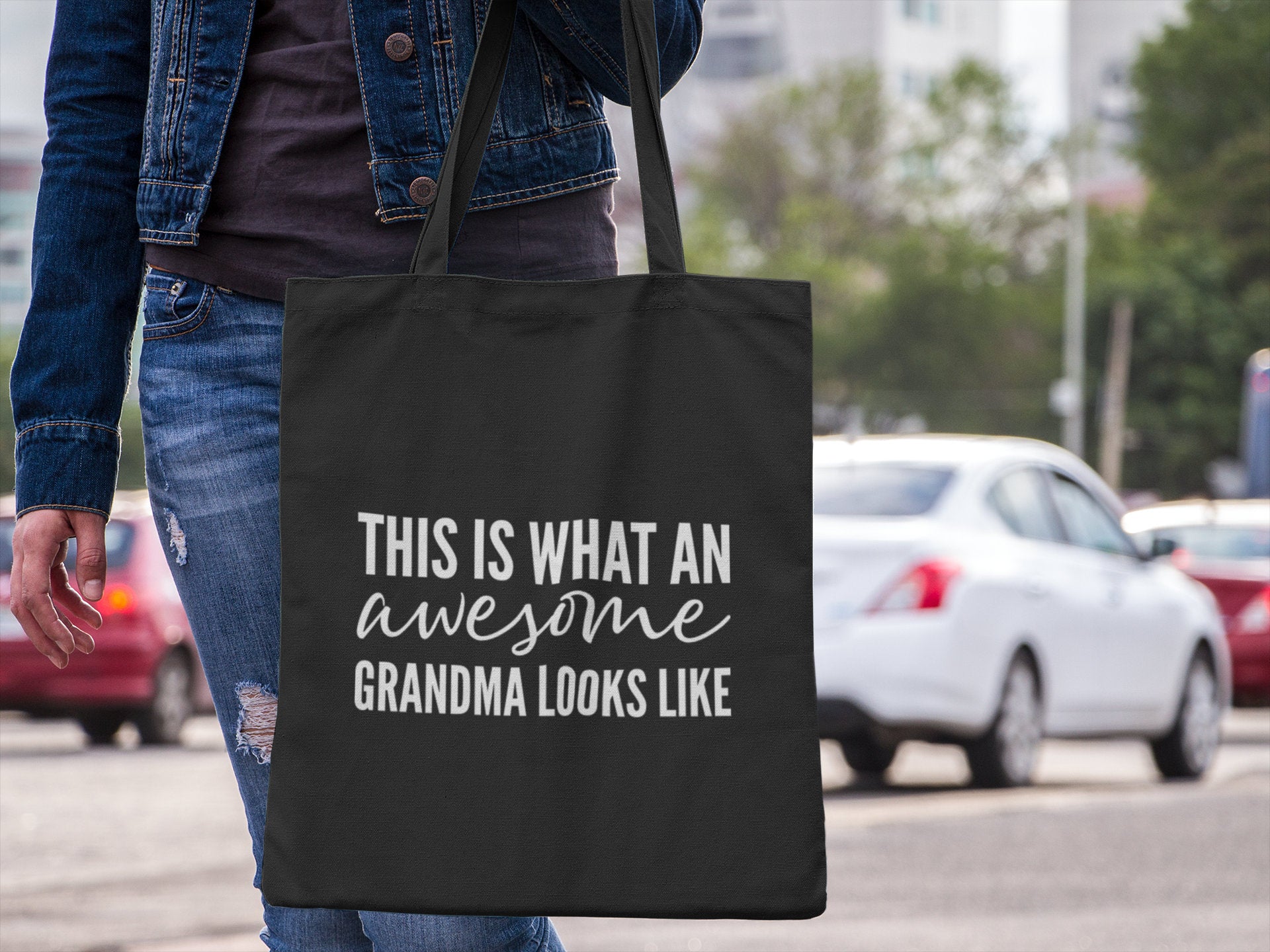 This Is What An Awesome Grandma Looks Like Cotton Shopping Lightweight Tote Bag - Red Leader Clothing