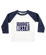 Load image into Gallery viewer, Grandad&#39;s Bestie Baby Toddler Kids LONG SLEEVE BASEBALL T-shirt
