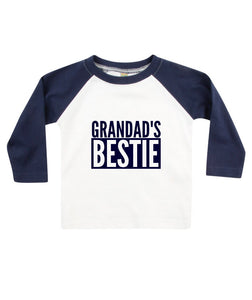 Grandad's Bestie Baby Toddler Kids LONG SLEEVE BASEBALL T-shirt