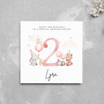 Load image into Gallery viewer, Personalised 2nd Birthday Card Granddaughter Cute Animals
