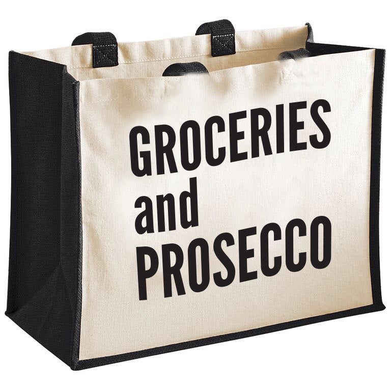 Groceries and Prosecco Cotton/Canvas Jute Shopping Bag/Tote - Red Leader Clothing